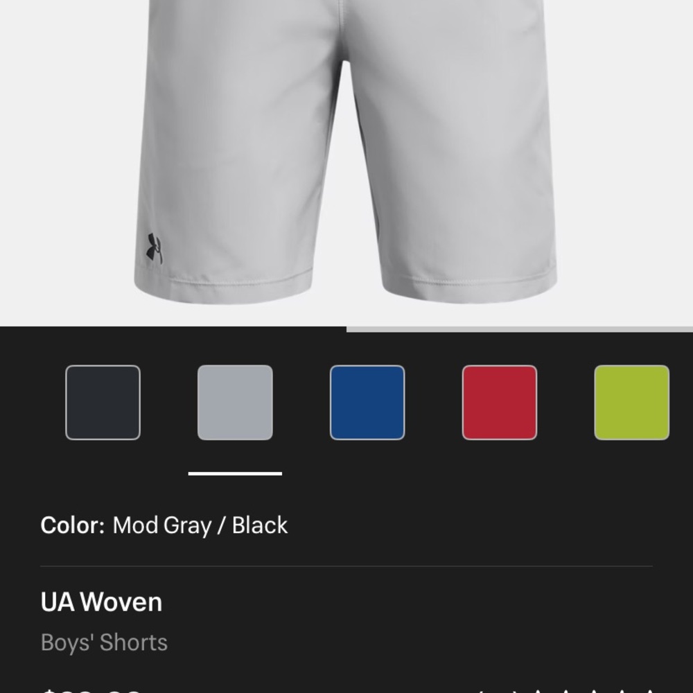 Under Armour Boys Gray and Black Athletic Shorts